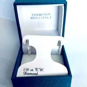 Sterling Silver 1/10 Ct TW Diamond Hoop Earrings- NWT